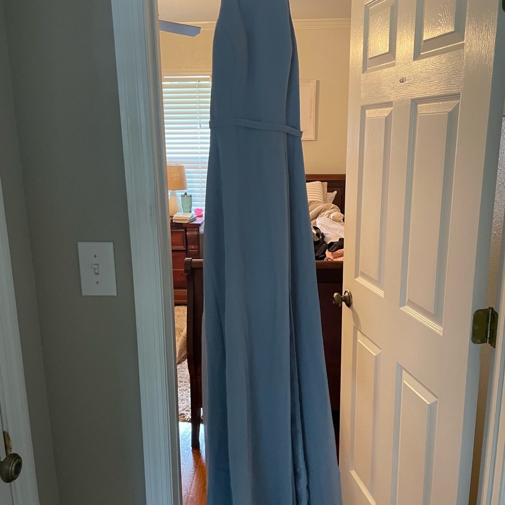 Azazie Bree bridesmaid dress in dusty blue
